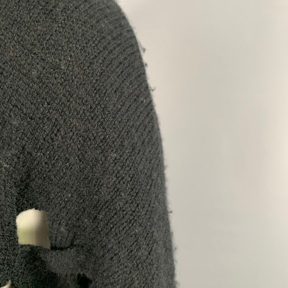 OSCAR DE LA RENTA Size M Black Cut Out Cable Knit Sweater - Picture 6 of 7